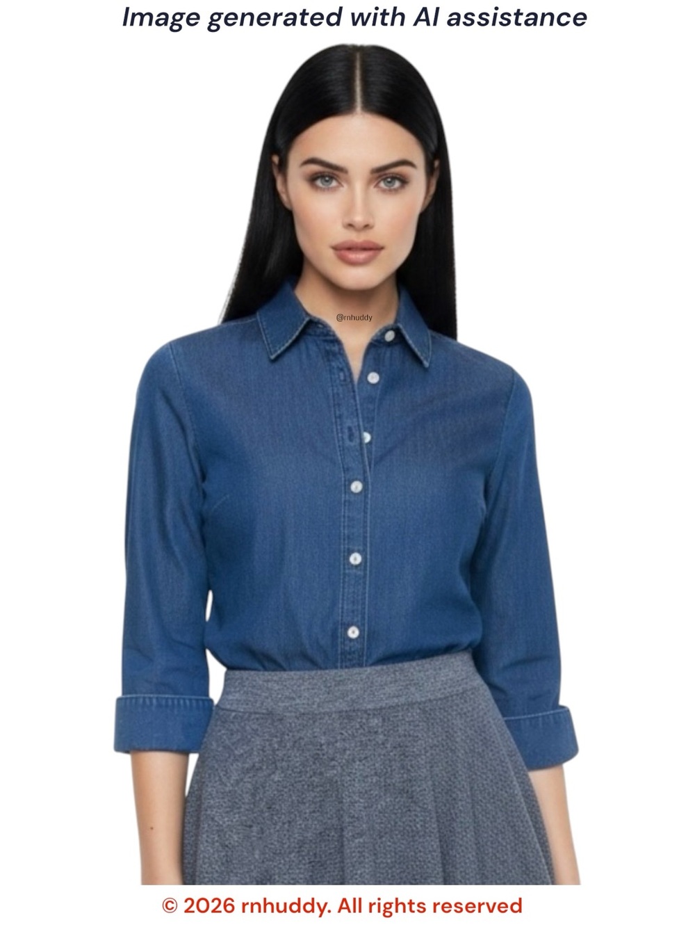 Talbots S classic cotton 3/4 sleeve denim shirt